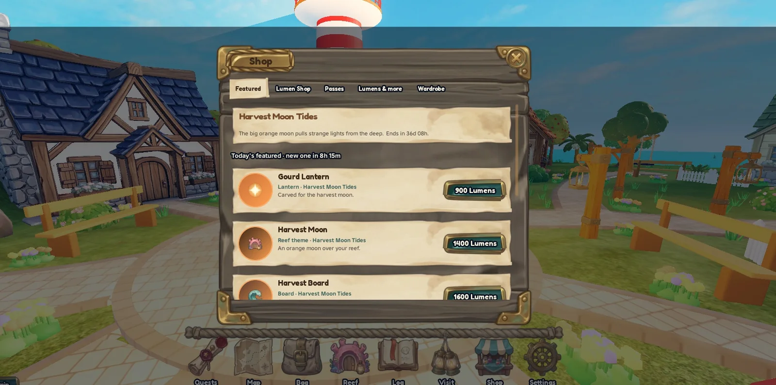Shop panel in the wood and paper UI style